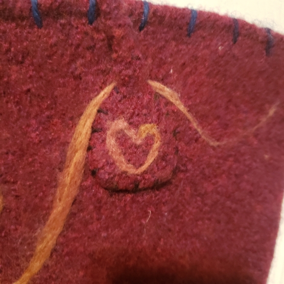 Felted Knit Tote Bag Plum Purple Yellow - Picture 4 of 8